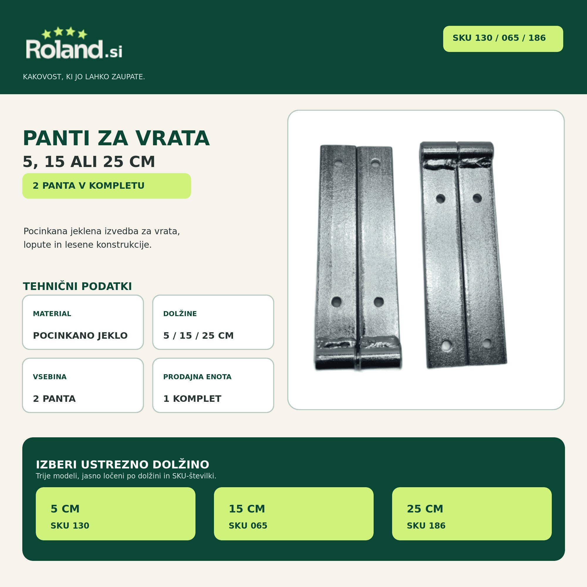 Panti za vrata 5, 15 ali 25 cm – 2 kosa