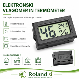 Elektronski termometer-vlagometer FENG z LCD-zaslonom
