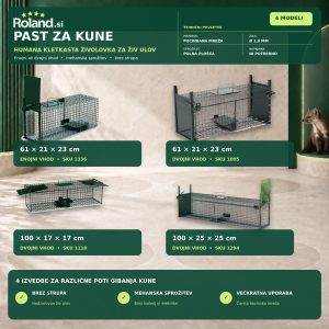 Past za kune – štirje modeli humane kovinske živolovke z enojnim ali dvojnim vhodom
