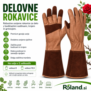 Zaščitne delovne rokavice ILEX iz govejega usnja z dolgo manšeto za kaktuse, vrtnice, robide in drugo bodičasto rastlinje
