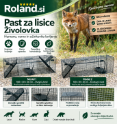 Past za lisice oziroma kovinska živolovka 100 × 30 × 30 cm z enojnim ali dvojnim vhodom