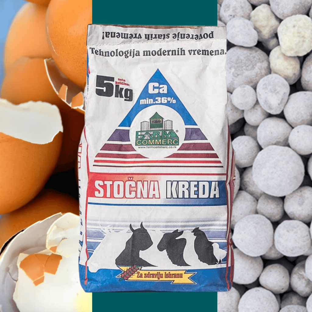 stočna kreda, apnenec za kokoši, zdrobljene jajčne lupine