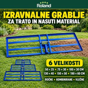 Izravnalne grablje za trato v šestih velikostih