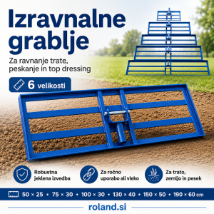 izravnalne grablje za trato, grablje za izravnavanje trate, grablje za ravnanje trate, Lawn Leveling Rake, grablje za peskanje trate, grablje za top dressing, top dressing trate, orodje za izravnavanje zelenice, grablje za zemljo, grablje za pesek, grablje za kompost, grablje za razporejanje zemlje, grablje za razporejanje peska, profesionalne grablje za trato, kovinske izravnalne grablje, široke grablje za trato, ročne izravnalne grablje, vlečne grablje za trato, grablje za štirikolesnik, grablje za traktor, grablje za ATV, grablje za robotsko kosilnico, izravnavanje neravne trate, obnova zelenice, peskanje zelenice, raseo uza vnanje travne površine, priprava trate za setev, ureditev domače zelenice, profesionalno urejanje trate, orodje za urejanje okolice, izravnalna plošča za trato, grablje 50 x 25 cm, grablje 75 x 30 cm, grablje 100 x 30 cm, grablje 130 x 40 cm, grablje 150 x 50 cm, grablje 190 x 60 cm, grablje za večje površine, nivelacijske grablje, grablje za travnjak, grablje za dvorišče, grablje za športne površine, grablje za park, grablje za nasuti material, grablje za substrat, izravnavanje zemlje na vrtu, izravnalne grablje cena, kakovostne grablje za trato, alat za ravnanje travnjaka, grablje za izravnavanje travnjaka, grablje za pijesak, grablje za zemlju, grablje za kompost, niveliranje travnjaka, poravnavanje travnjaka, grablje za posipanje pijeska, alat za top dressing, vučne grablje za travnjak, grablje za traktor i quad