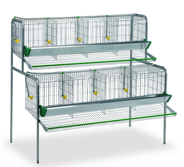 Profesionalna kletka za kokoši nesnice z osmimi predelki omogoča organizirano gnezdenje, bolj čista jajca in učinkovito pobiranje.