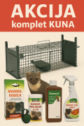 AKCIJA Komplet kuna STOP za celovito zaščito doma in vozila pred kunami, z živolovno pastjo 61 × 21 × 23 cm, vabo Damarol 125 ml, kroglicami, sprejem in granulatom proti kunam