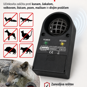 ultrazvočni odganjalec kun, ultrazvočni odganjalec M175, KEMO M175, odganjalec kun M175, elektronski odganjalec kun, odganjalec kun za avto, odganjalec kun za garažo, odganjalec kun za podstrešje, ultrazvočni odganjalec volkov, odganjalec volkov, odganjalec volka, ultrazvočni odganjalec šakalov, odganjalec šakalov, odganjalec šakala, ultrazvočni odganjalec glodavcev, odganjalec ptic, odganjalec insektov, ultrazvočni odganjalec živali, odganjalec divjadi, zaščita pred kunami, zaščita pred volkom, zaščita pred šakalom, zaščita avtomobila pred kunami, zaščita motornega prostora pred kunami, ultrazvočna zaščita pred kunami, 12 V odganjalec kun, odganjalec kun z nastavljivo frekvenco, ultrasonic animal repeller, ultrasonic marten repeller, ultrasonic wolf deterrent, wolf repeller, jackal repeller, ultrasonic pest repeller, ultrazvučni tjerač životinja, ultrazvučni tjerač kuna, ultrazvučni tjerač vukova, ultrazvučni tjerač šakala, zaštita od vukova, zaštita od šakala, oprema Roland.si
