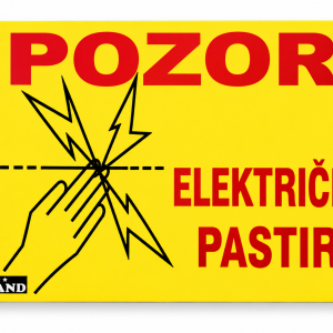 Opozorilna tabla za električni pastir MINI 21 × 15 cm za označevanje električne ograje na pašniku ali kmetiji