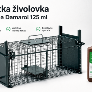 AKCIJSKI KOMPLET: ŽIVOLOVKA + DAMAROL VABA ZA KUNE – HUMAN IN UČINKOVIT LOV