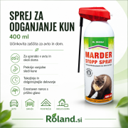 Sprej pena za odganjanje kun 400 ml s priloženo cevko za nanos v motorni prostor, razpoke, podstrešje in izolacijo