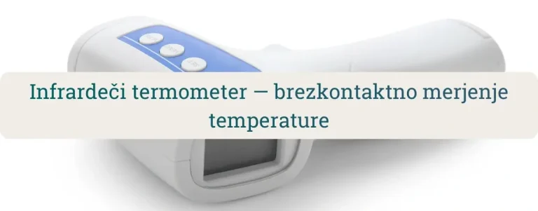 Infrardeči (IR) brezkontaktni termometer za hitro merjenje temperature brez dotika – primeren za telo in površine.