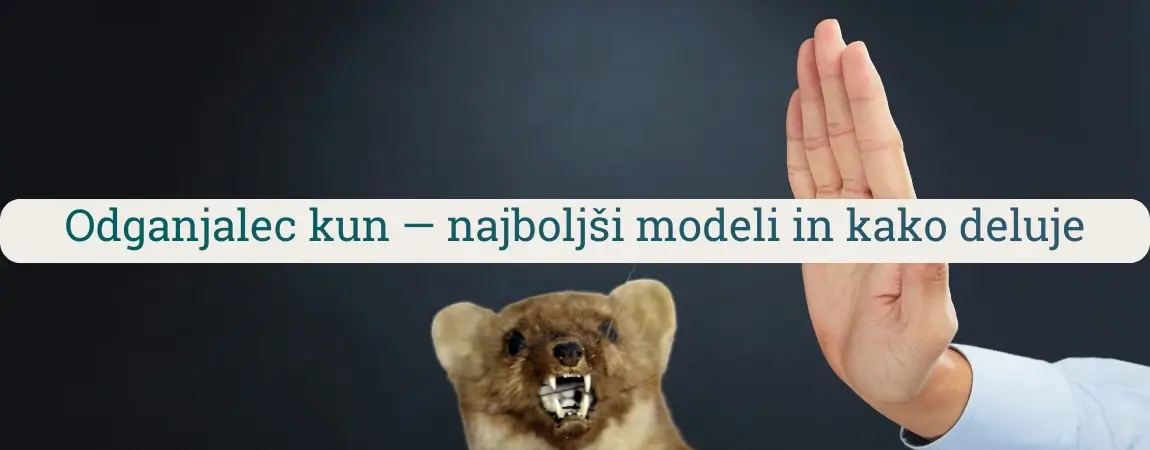 Odganjalec kun z ultrazvokom in roko, ki simbolično ustavlja kuno