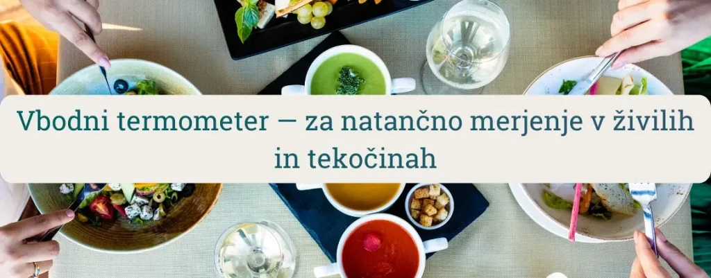 Vbodni termometer za natančno merjenje temperature v živilih in tekočinah pri kuhanju, peki mesa, marmeladi in pasterizaciji