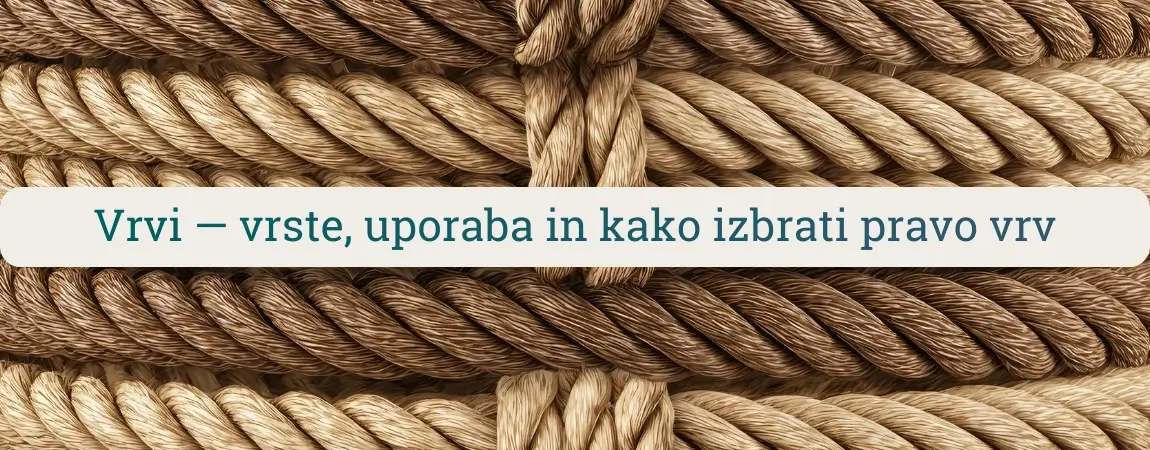 Različne vrste vrvi (konopljina, sisal in sintetična) zvite v kolobarje za prikaz materialov in tekstur