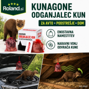 KunaGONE naravni odganjalec kun za zaščito avtomobila, motornega prostora, podstrešja in doma, s prikazom namestitve dišeče vrečke – Roland.si