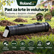 Dvosmerna živolovna past za krte in voluharje z dvema vhodoma in kontrolnima odprtinama.