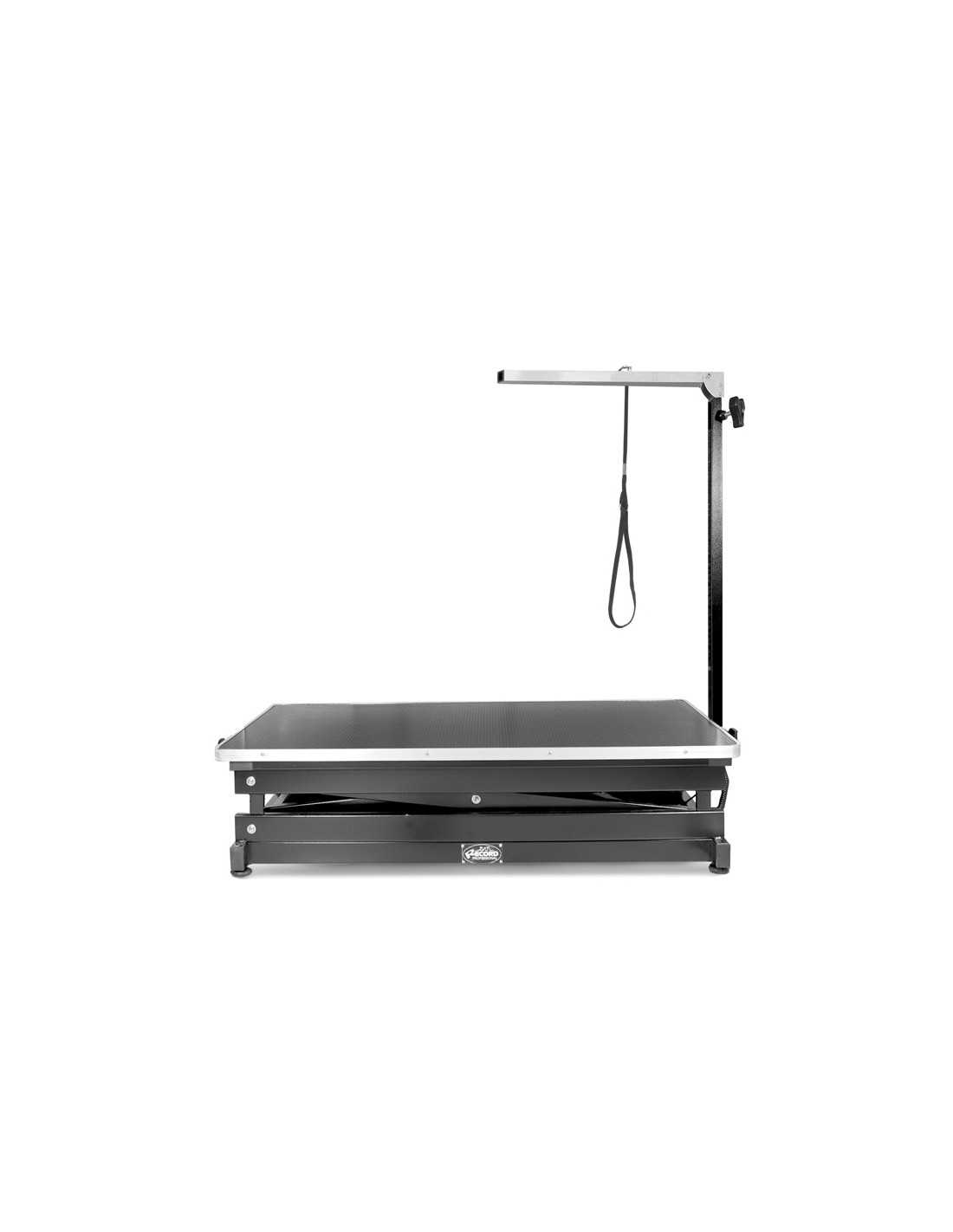 Profesionalna električna pantografska miza za grooming psov in mačk z višino 39–100 cm, površino 110 × 60 cm in nedrsečo oblogo.