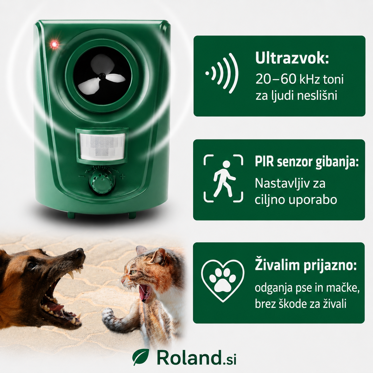 Odganjalec mačk in psov Gardigo – ultrazvočni odganjalec s senzorjem gibanja - slika 5