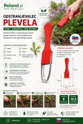 Tehnična slika ročnega odstranjevalca plevela z dimenzijami 240 × 55 mm, dolžino zanke 69 mm in težo 32,4 g