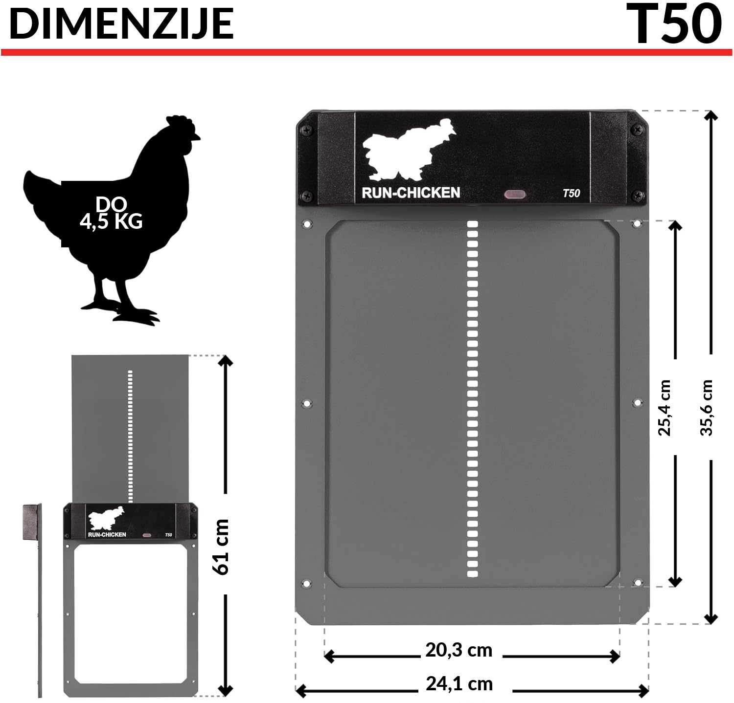RUN-CHICKEN T50 – avtomatska vrata za kokošnjak z aplikacijo, GPS, timerjem in senzorjem svetlobe - slika 4