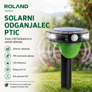 Solarni odganjalec ptic Gardigo s PIR-senzorjem, štirimi LED-lučmi in tremi opozorilnimi zvoki