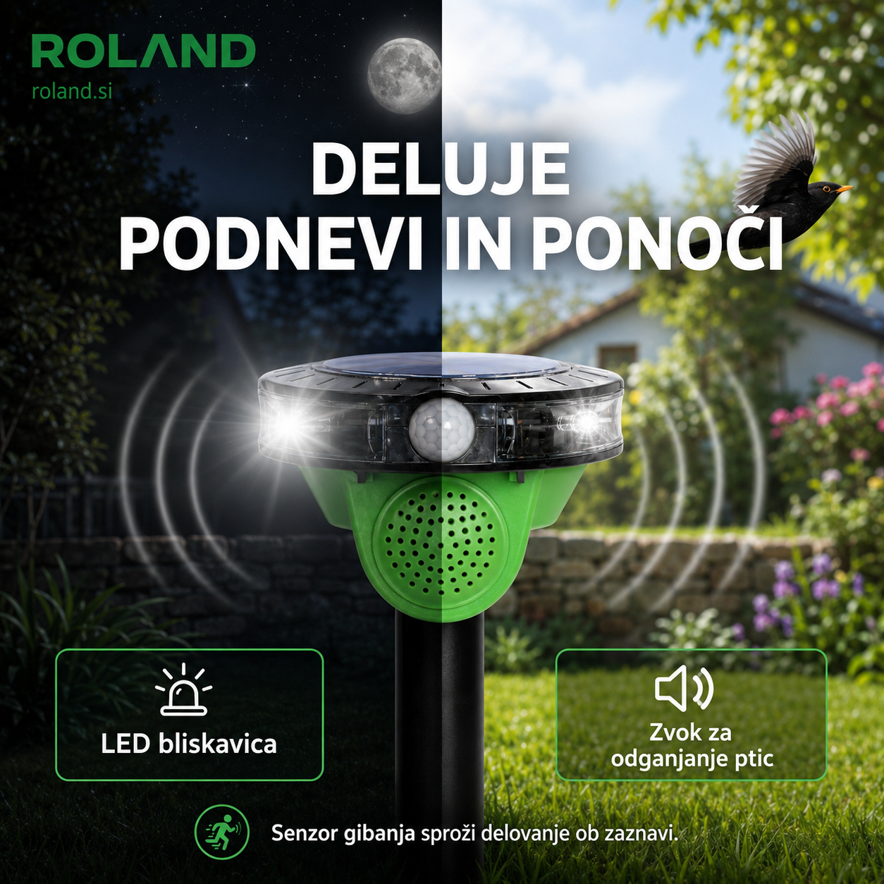 Solarni odganjalec ptic Gardigo s 3 zvoki in LED-bliskavico - slika 3