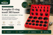 Pregledno razporejen komplet 385 črnih O-ring tesnil v 30 različnih velikostih.