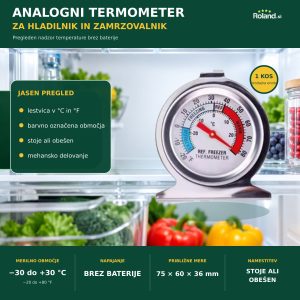 Analogni termometer za hladilnik in zamrzovalnik | Roland.si